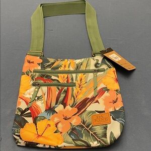 Dakine Tropical Floral Shoulder Bag - Green and Orange